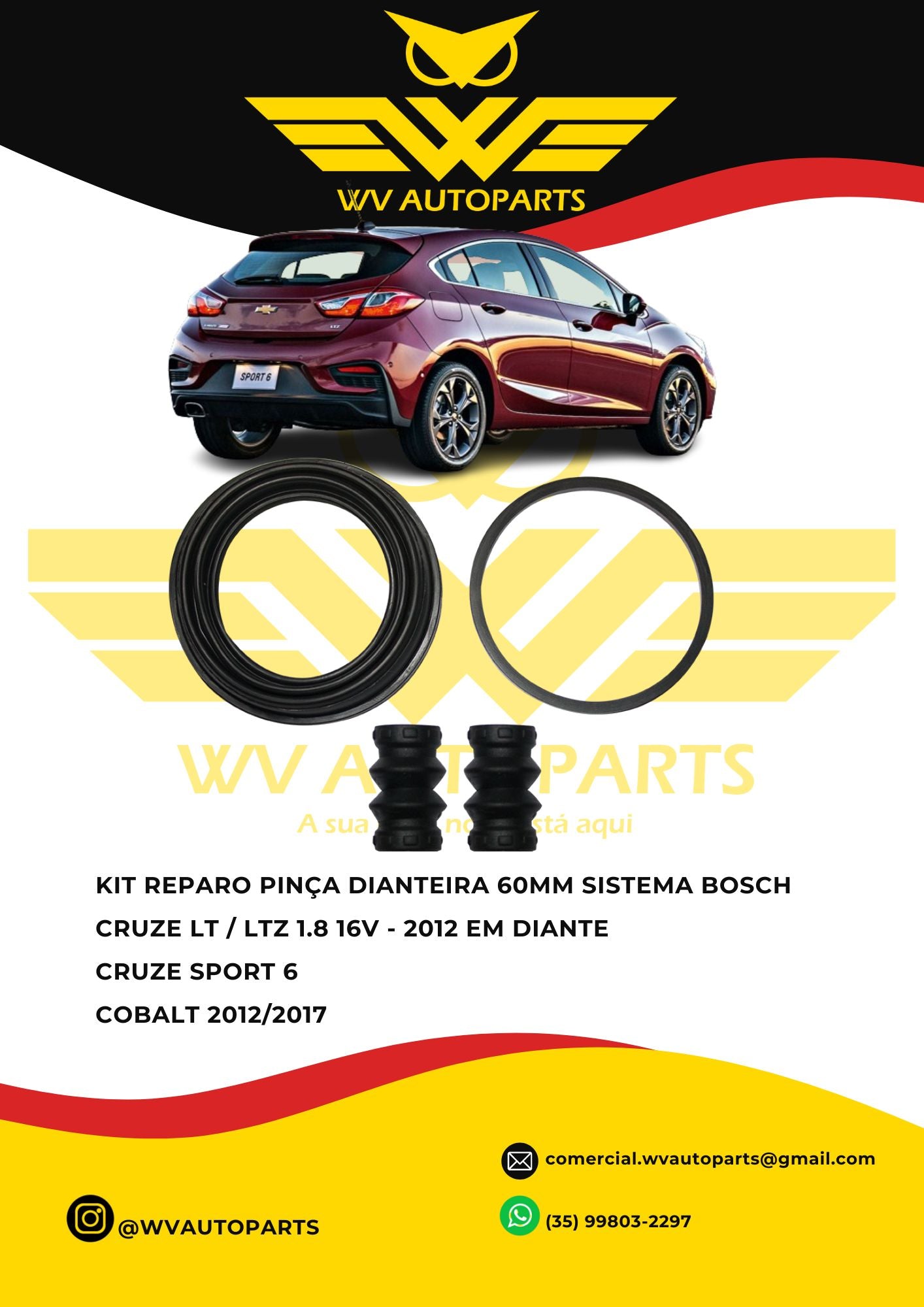 REPARO PINÇA DIANTEIRA CRUZE/COBALT 60MM SISTEMA BOSCH
