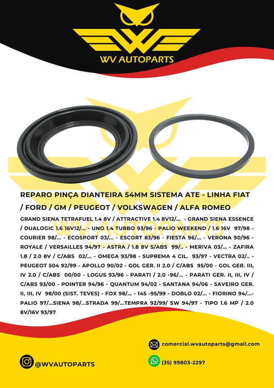REPARO PINÇA DIANTEIRA AUDI/FIAT/BMW/FORD/CHEVROLET/KIA/PEUGEOT/VOLKSWAGEN/VOLVO/ALFA ROMEO 54MM SISTEMA ATE
